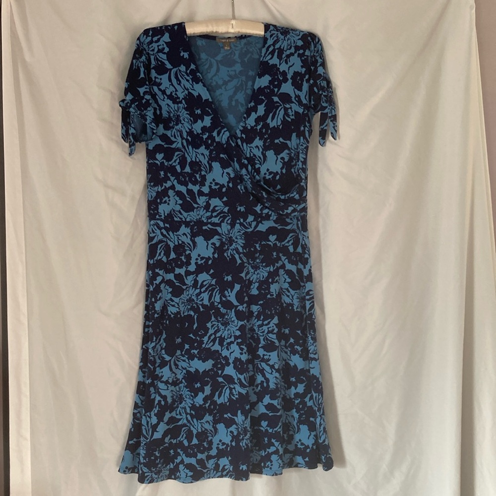 Floral Blue Wrap Dress